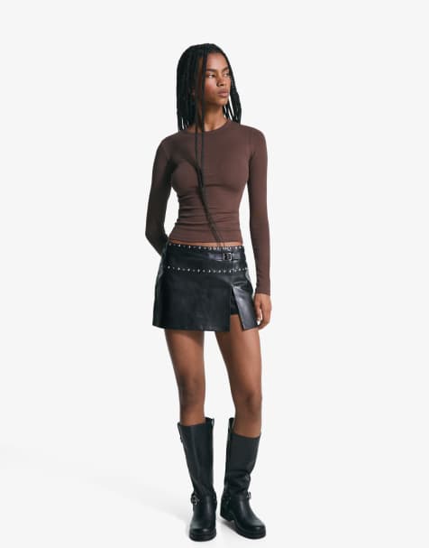Bershka - Top met lange mouwen in bruin - view 1