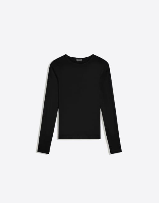 Bershka top met lange mouwen in zwart, 5 van 5