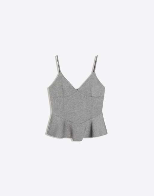 Bershka top peplo grigio, 4 di 6