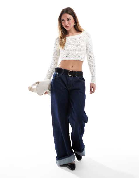 Bershka - Top souple en maille torsadée à encolure bardot - Écru - view 1