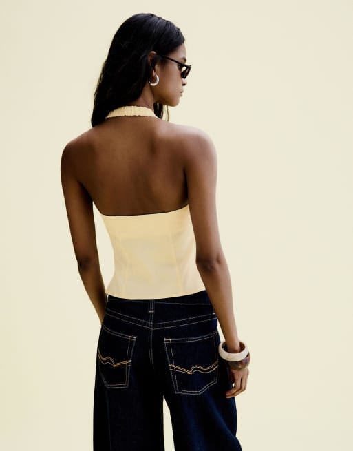 Bershka - Top zippé à l'avant - Jaune, 2 de 4