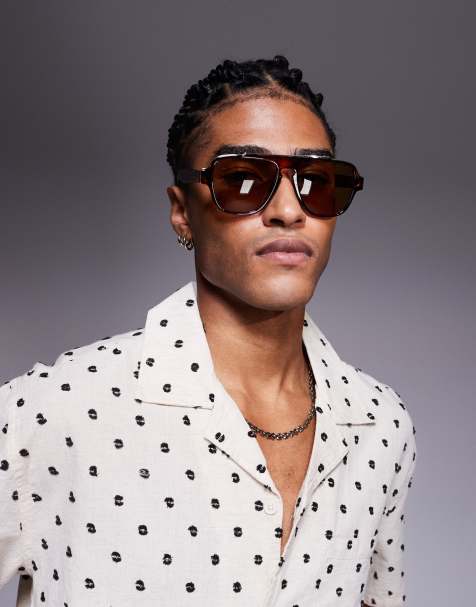 Bershka tortoise aviator sunglasses in brown - view 1