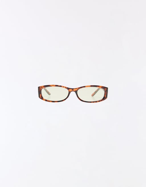 Bershka Tortoiseshell blue light blocking glasses in brown, 3 of 4