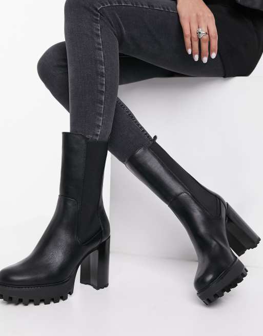 High heel ankle boots with hot sale track soles