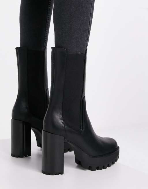 Bershka leather track sole hotsell ankle boots