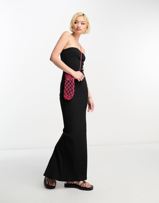 Bershka – Trägerloses Bodycon-Schlauchkleid in Schwarz