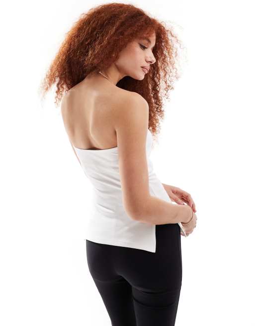 Bershka – Trägerloses Longline-Oberteil in Weiß, 2 von 4