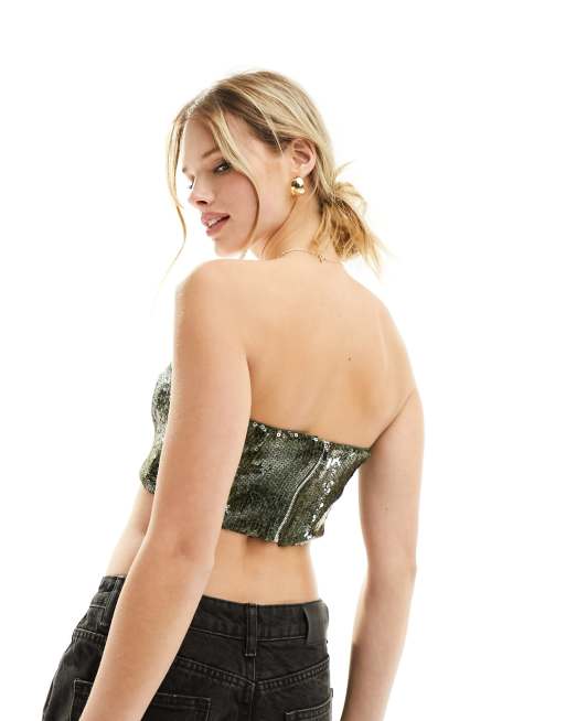Bershka – Trägerloses Oberteil mit bunten Pailletten, 4 von 4