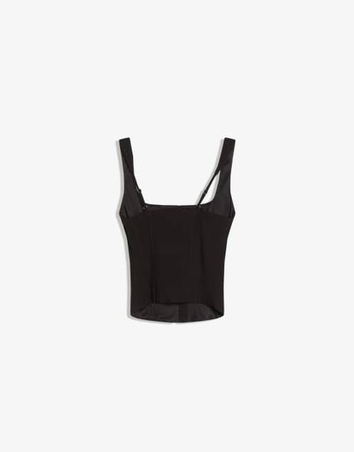 Bershka – Trägeroberteil aus Bengaline in Schwarz, 6 von 6