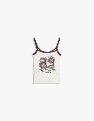 Bershka - Trägeroberteil in Weiß mit Print
