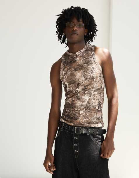 Bershka – Trägertop in Grün mit Waffelprint - view 1