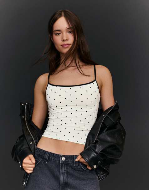 Bershka – Trägertop in Schwarz und Weiß - view 1