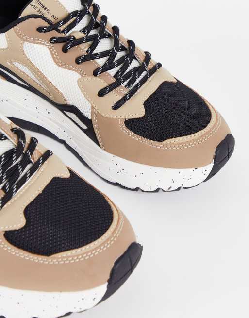 Bershka trainer in black and beige