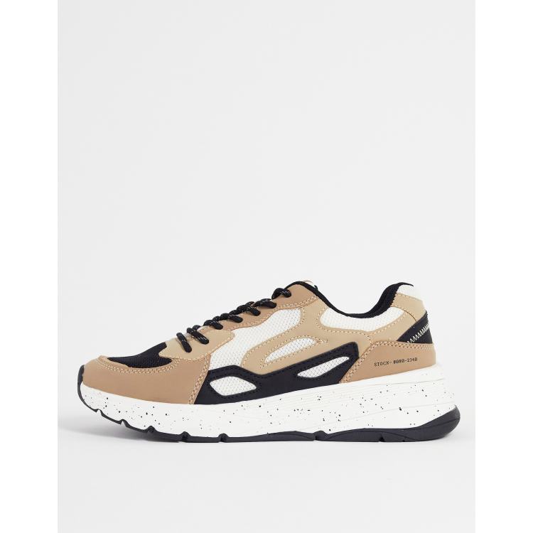 Bershka trainer in black and beige