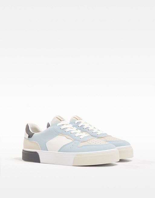 Bershka trainer with panels in light blue | ASOS