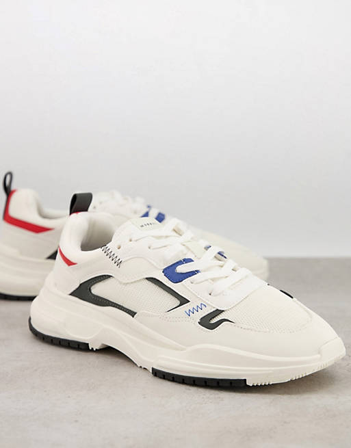Bershka trainers in white with red and navy detailing