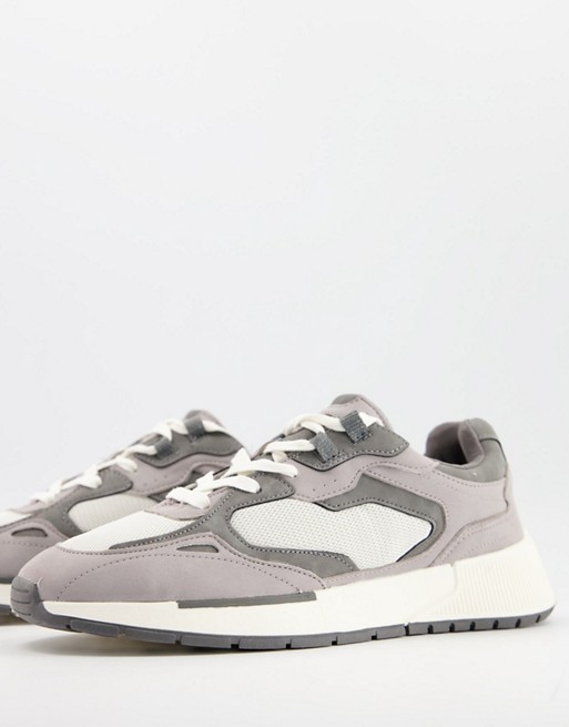 Bershka trainers with detailing in grey