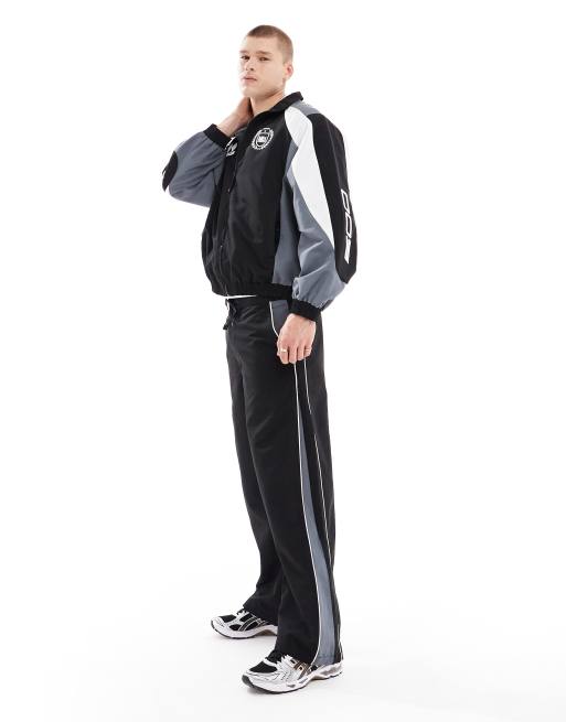 Bershka - Trainingsbroek met sportief paneel in zwart