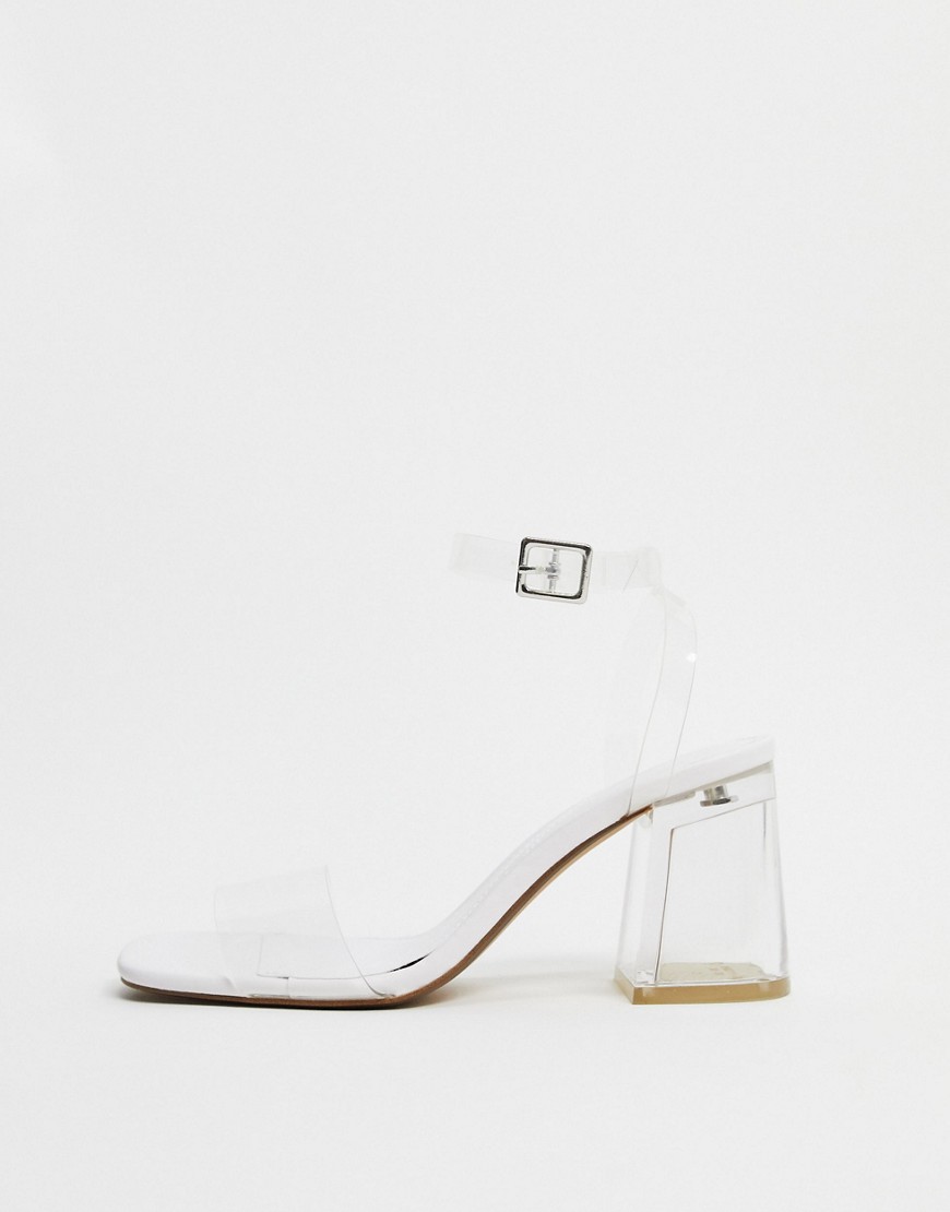 bershka -  – Transparente Sandalen mit mittelhohem, transparentem Absatz-Gold