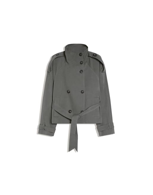 Bershka - Trench à col cheminée - Gris, 4 de 6