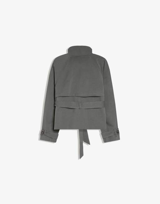 Bershka - Trench à col cheminée - Gris, 6 de 6