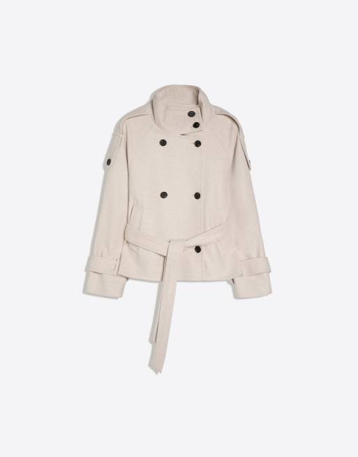 Bershka - Trench beige con collo a imbuto, 4 di 4