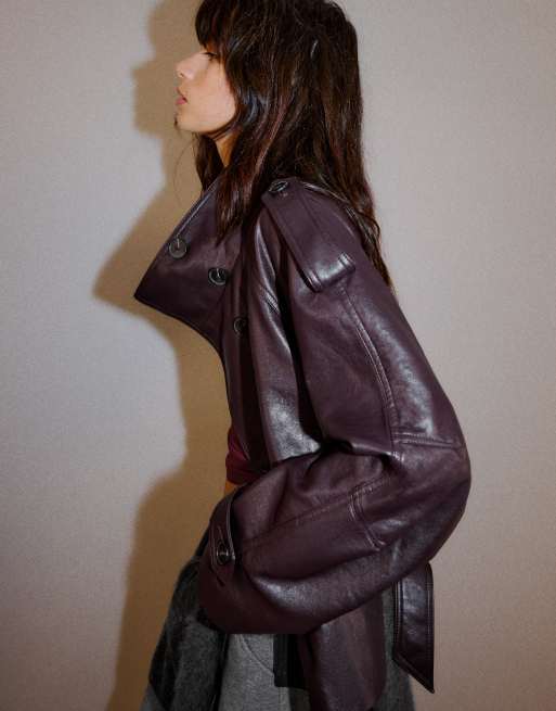 Bershka trench-coat court bordeaux, 2 de 5