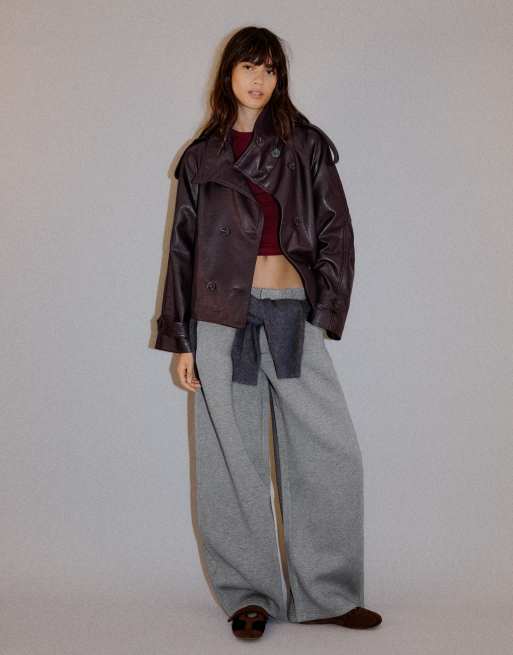 Bershka trench-coat court bordeaux, 4 de 5