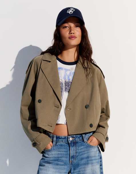 Bershka - Trench-coat court plissé - Beige - view 1