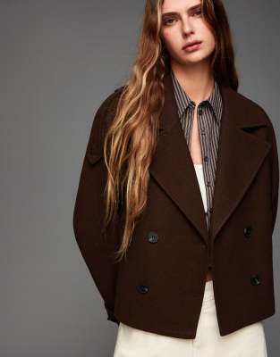 Bershka - Trench-coat doux - Marron-Brown
