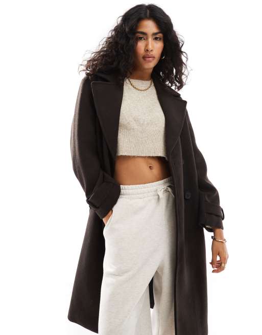 Bershka - Trench-coat en laine - Marron