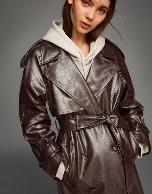 Manteau Bershka Marron Taille L - Occasion Très Bon état, Vêtement Décontracté