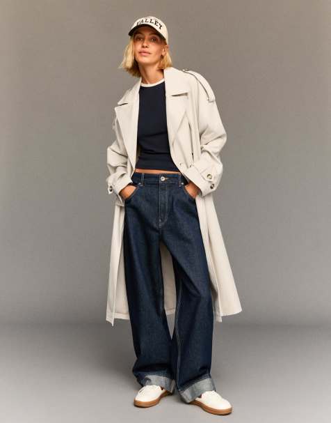 Bershka Trench coat in stone - view 1