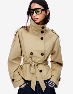 Bershka - Trench court - Beige-Neutre