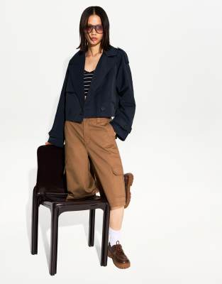 Bershka - Trench court - Bleu-Bleu marine