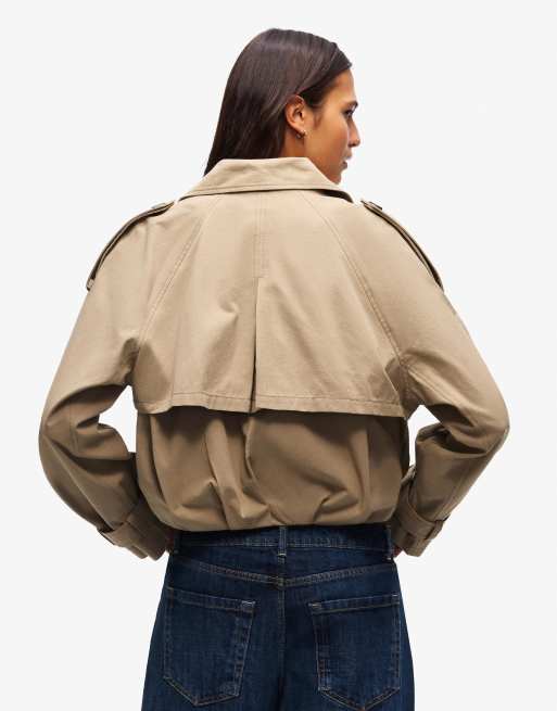 Bershka - Trench court et bouffant - Camel, 3 de 4