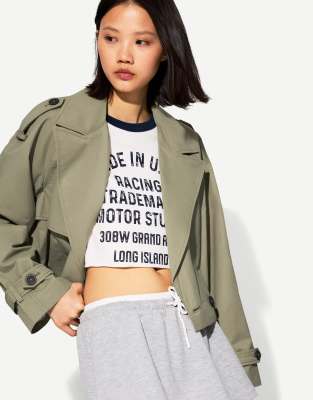 Bershka - Trench court - Kaki-Vert
