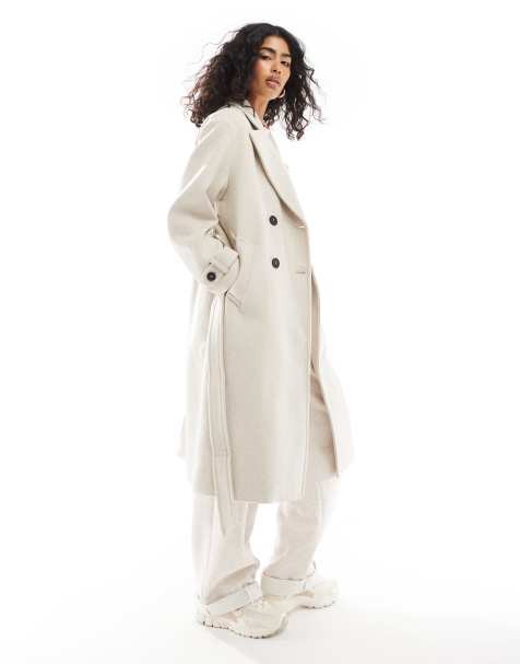 Bershka - Trench in lana color pietra - view 1