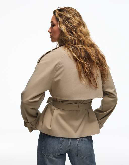 Bershka Trench jacket in camel, 3 of 5