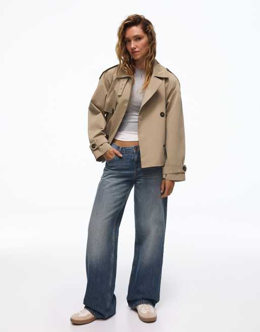 Bershka Trench jacket in camel, 4 of 5