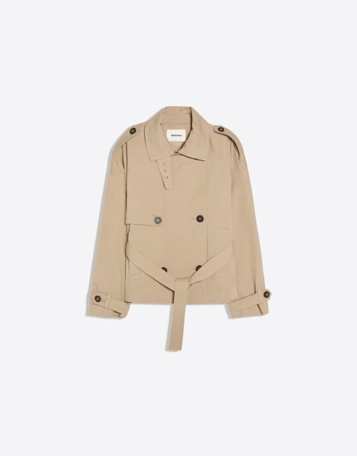 Bershka Trench jacket in camel, 5 of 5