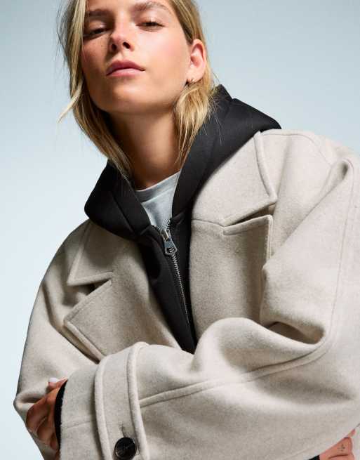 Bershka - Trench morbido color pietra con cintura, 3 di 4