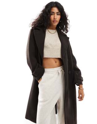 Bershka - Trenchcoat aus Wolle in Braun