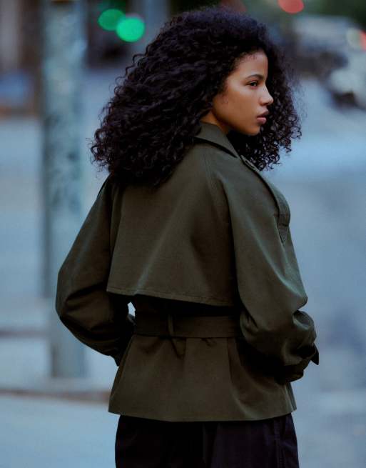 Bershka Trenchjacke in Grün, 3 von 6