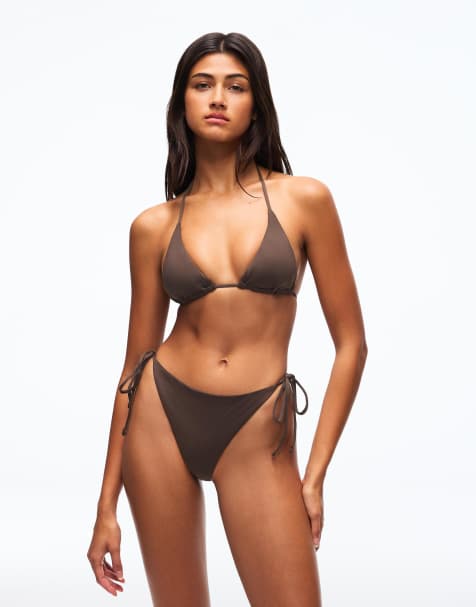 Bershka – Triangel-Bikinihose in Braun - view 1