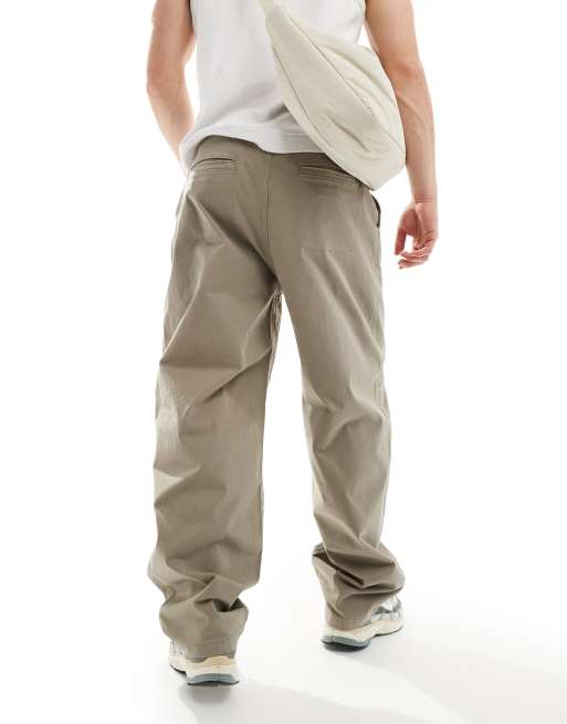 Bershka trouser with chain in khaki