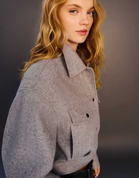 Bershka trucker jacket in grey - GREY - view 1