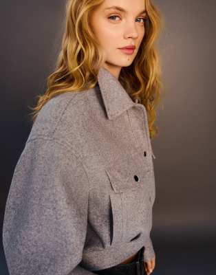 Bershka trucker jacket in grey