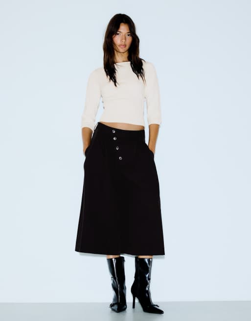 Bershka - Trui met boothals in ecru, 2 van 5