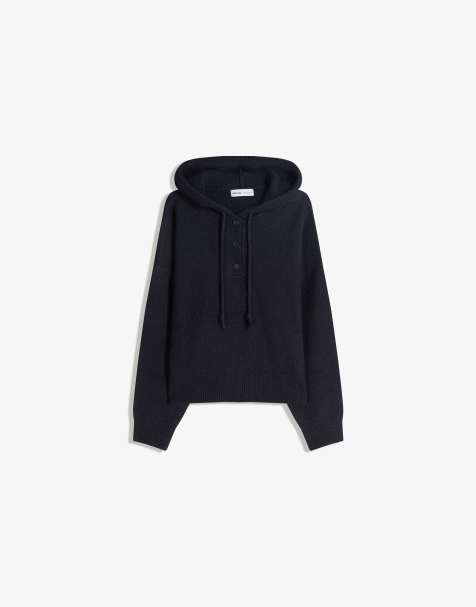 Bershka - Trui met capuchon in denim blauw - view 1